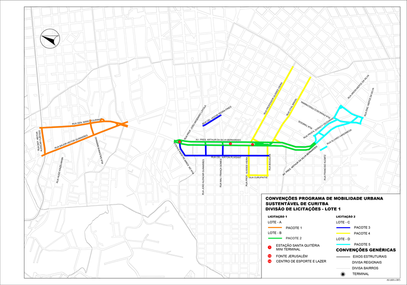 Mapa mostra desvios e rotas durante retomada de obras do Novo Inter 2 na região do Santa Quitéria e Portão