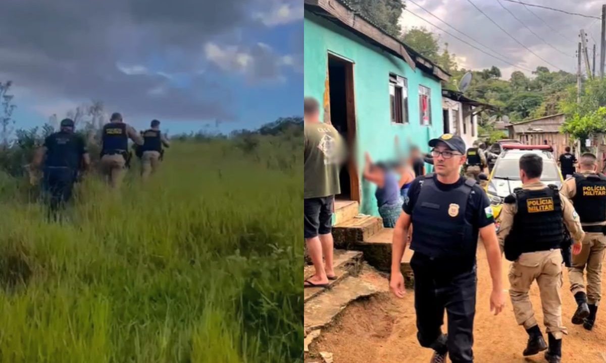 Imagem mostra a operação policial contra o tráfico de drogas em Cerro Azul.