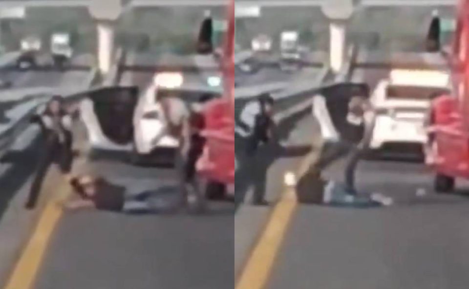 Fotos mostram policial chutando a cabeça do caminhoneiro