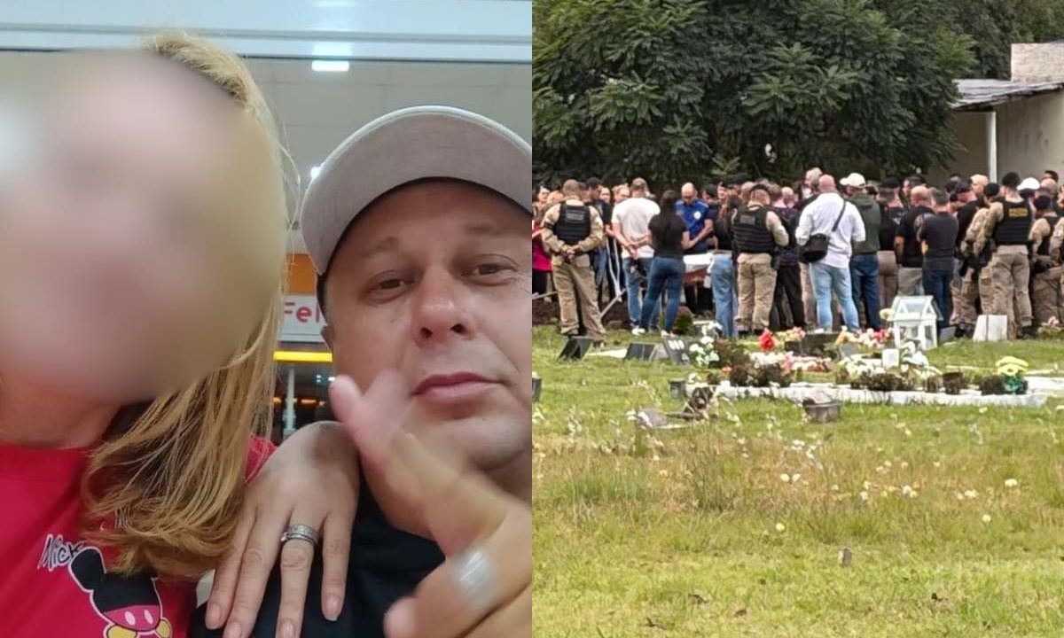Policial morto por amigo ao lado da esposa e sepultamento em montagem