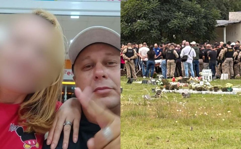 Policial morto por amigo ao lado da esposa e sepultamento em montagem