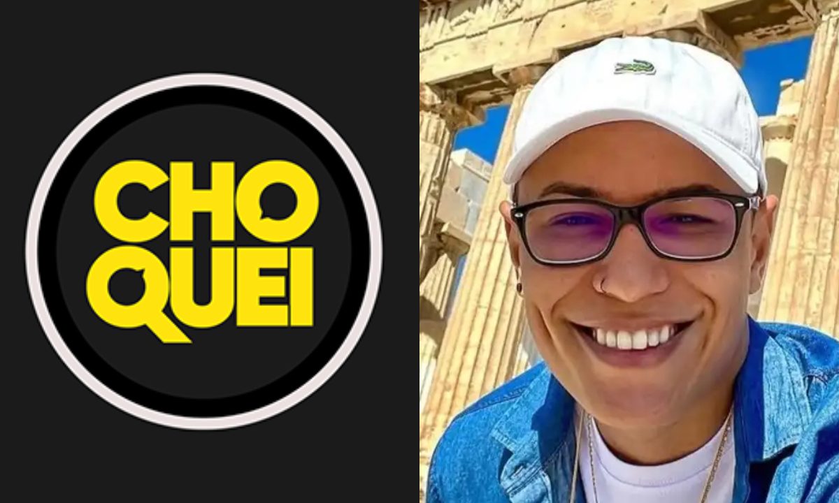 Colagem do logo da página Choquei e da foto de seu dono, em caso que culminou na prisão de Raphael Oliveira.