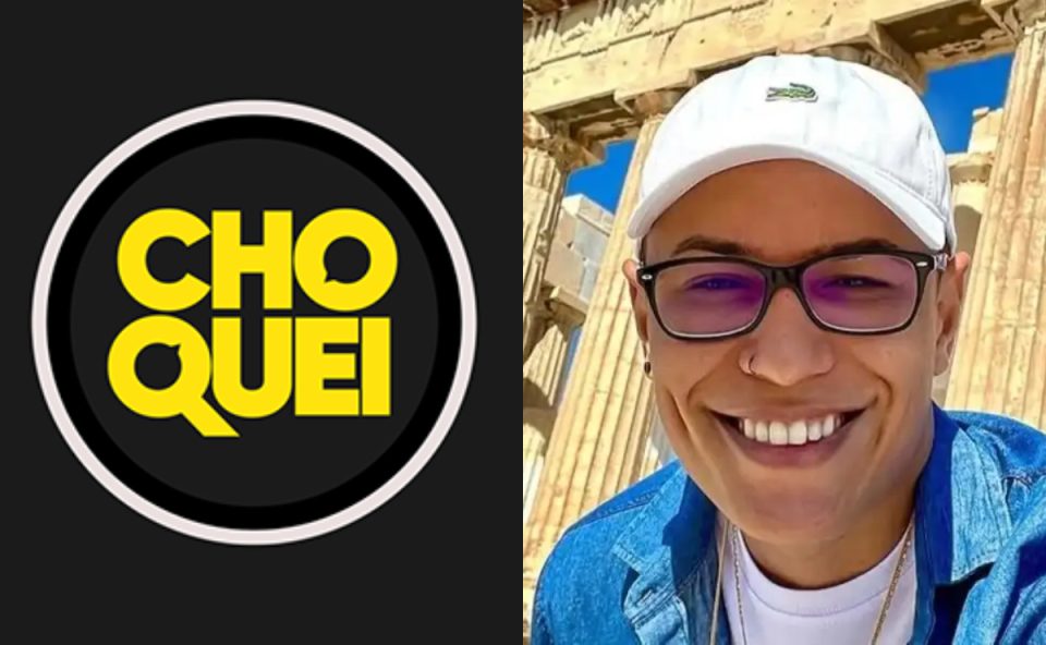 Colagem do logo da página Choquei e da foto de seu dono, em caso que culminou na prisão de Raphael Oliveira.