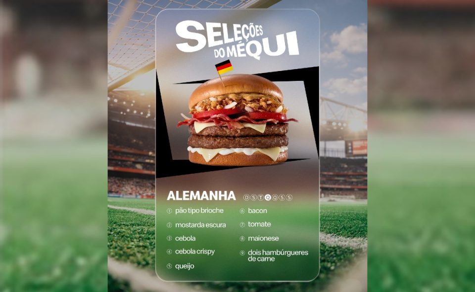 sanduíche méqui alemanha, parte do cardápio especial de copa do mundo do mcdonald's, seleções do méqui