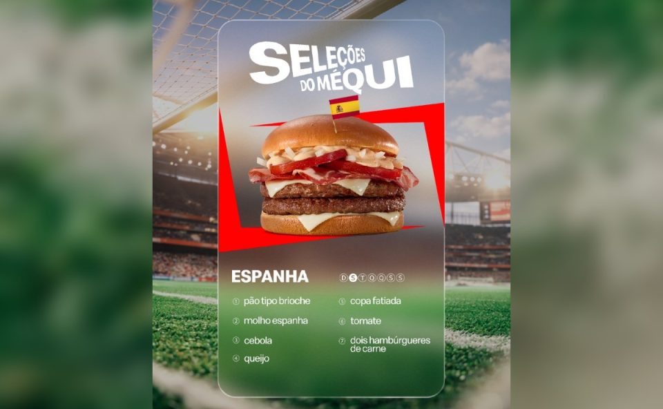sanduíche méqui espanha, parte do cardápio especial de copa do mundo do mcdonald's, seleções do méqui