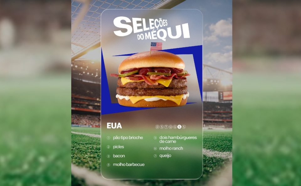 sanduíche méqui EUA, parte do cardápio especial de copa do mundo do mcdonald's, seleções do méqui
