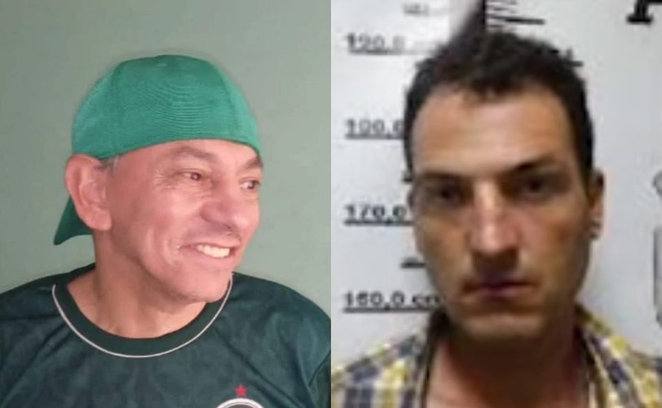 Imagens mostram suspeito de agredir idoso e a vítima, que morreu no hospital.