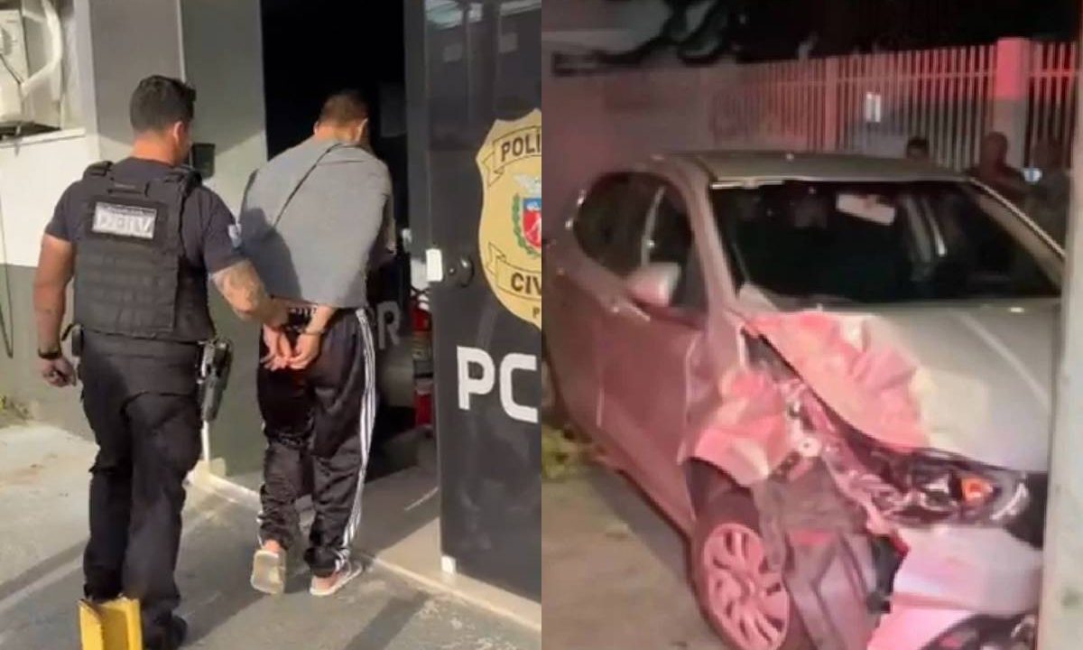 Foto mostra suspeito de sequestrar motorista de aplicativo sendo preso