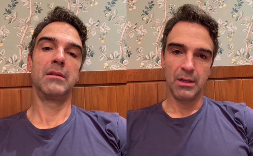 Tadeu Schmidt em trechos de vídeo no qual aparece desabafando e falando sobre exaustão após o fim do BBB 26.