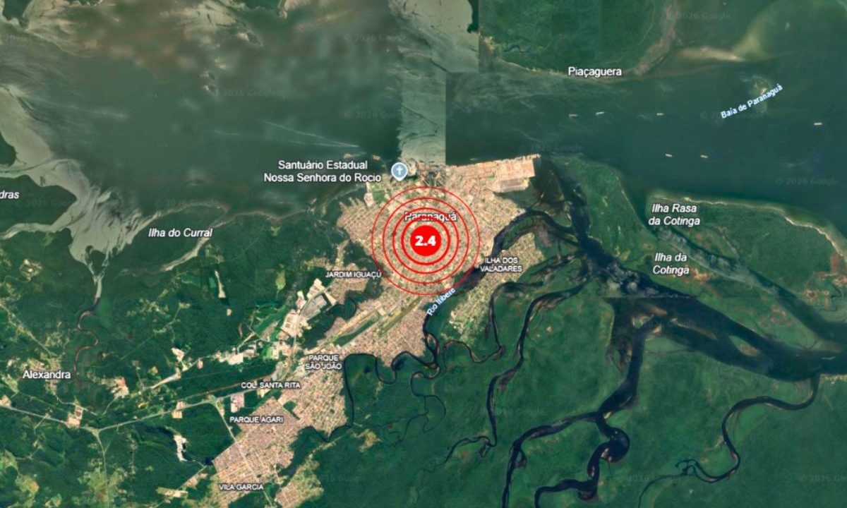 foto do mapa de paranaguá, onde aconteceu o terremoto