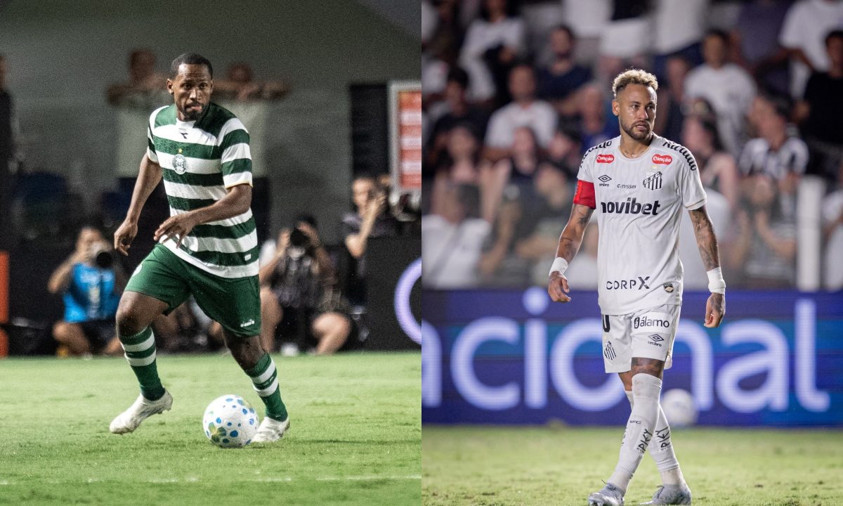 Foto de Tinga e Neymar em jogo da Copa do Brasil