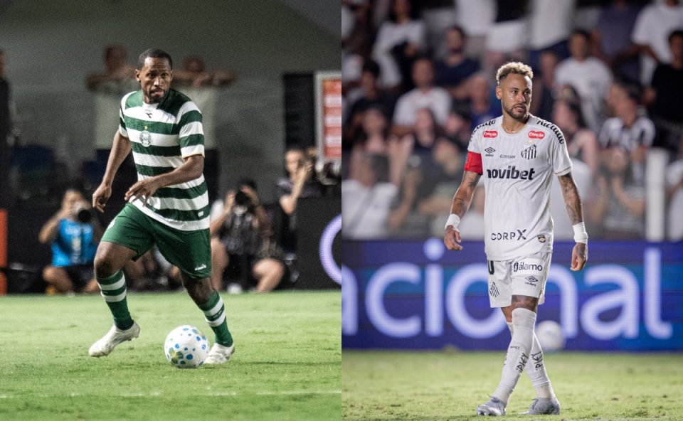 Foto de Tinga e Neymar em jogo da Copa do Brasil
