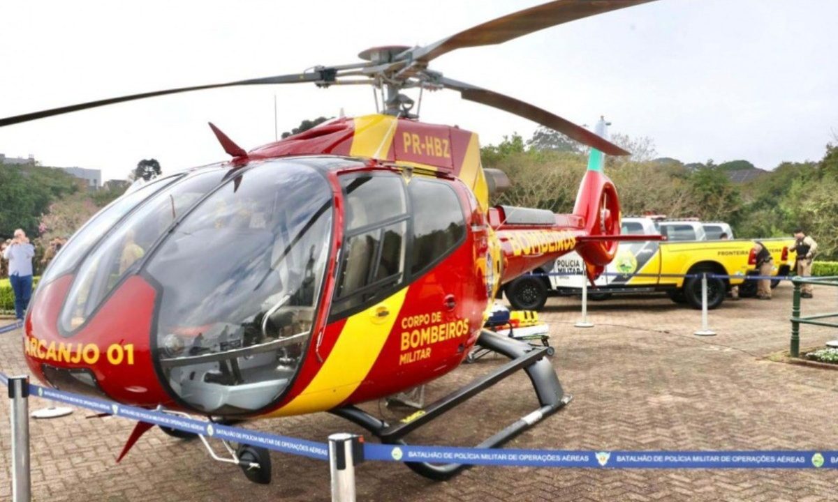 Aeronave de Segurança Helicóptero Arcanjo 01 da frota aérea do Paraná que foi ampliada nos últimos sete anos