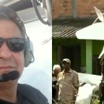 À esquerda, o piloto Lucas Augusto, morto em queda de avião monomotor, em registro dentro de uma aeronave, equipado para decolar. À direita, o avião destruído, em pedaços, em quintal de residência após o acidente. Quem-era-piloto-avião-monomotor-morreu-aeronave-cair-residência-Nova-Iguaçu
