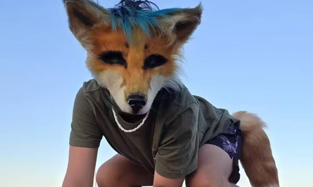 Na foto, mostra uma pessoa fantasiada de raposa. Imagem ilustrativa para matéria: Therians”: jovens que se identificam como animais estariam procurando veterinários para serem atendidos