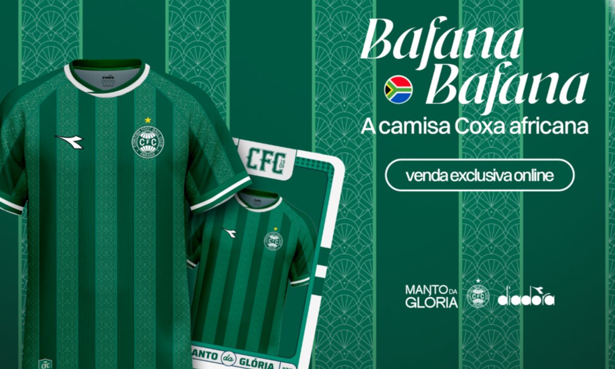 Foto da nova camisa do Coritiba, inspirada na seleção da África do Sul