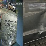 Foto montagem mostra o momento da batida do carro e o carro já amassado. Família de Pinhais pede ajuda para encontrar responsável pela colisão.