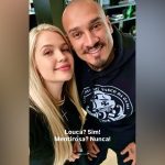 Foto publicada por Larissa Jardim ao lado do zagueiro Maicon, do Coritiba.