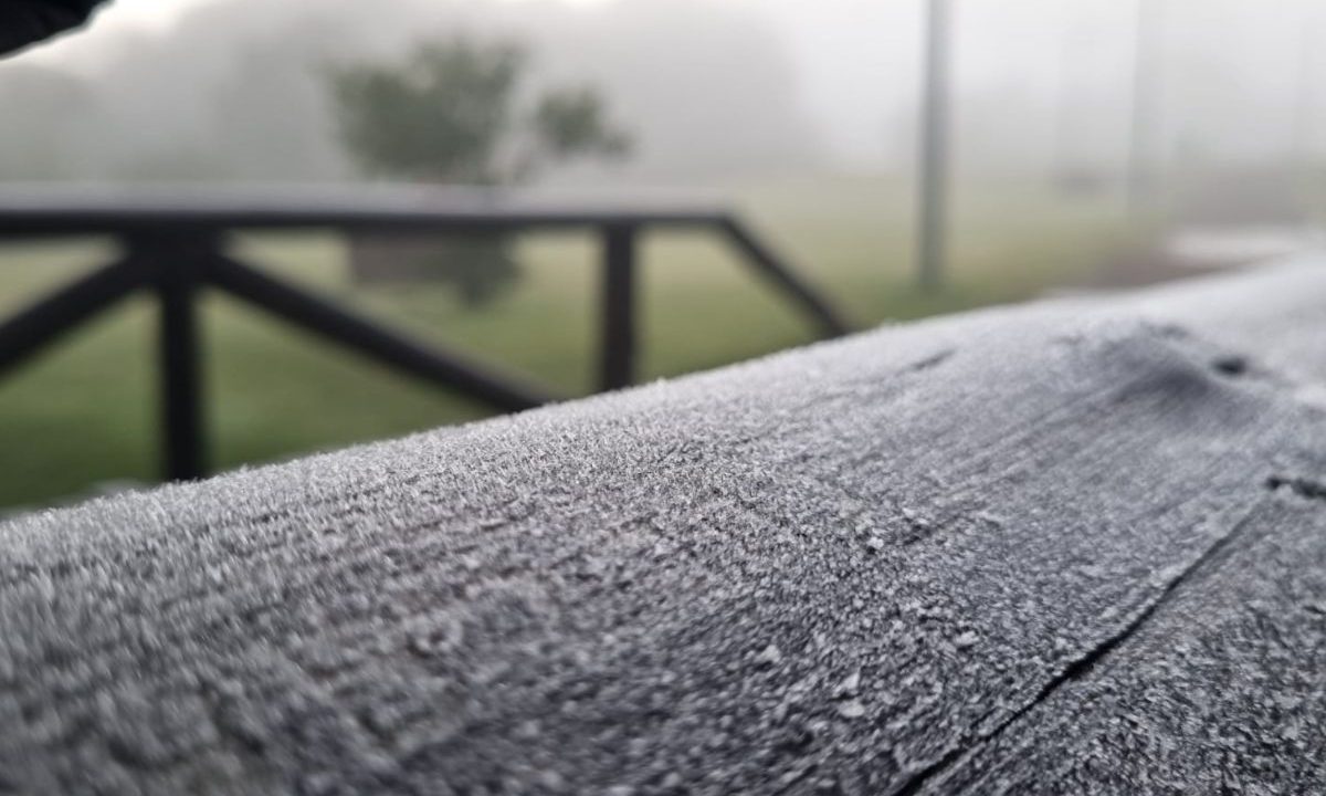 foto de geada durante frio intenso em curitiba e paraná
