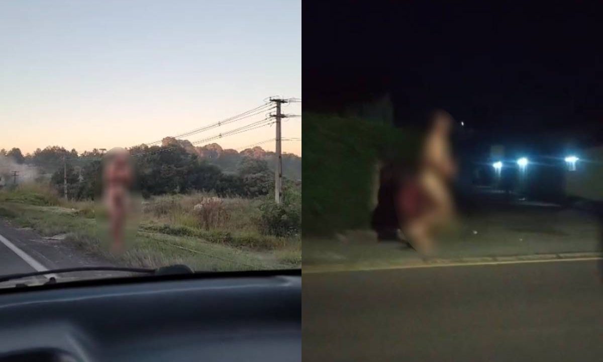 Fotos mostram homem correndo pelado pelas ruas de Curitiba