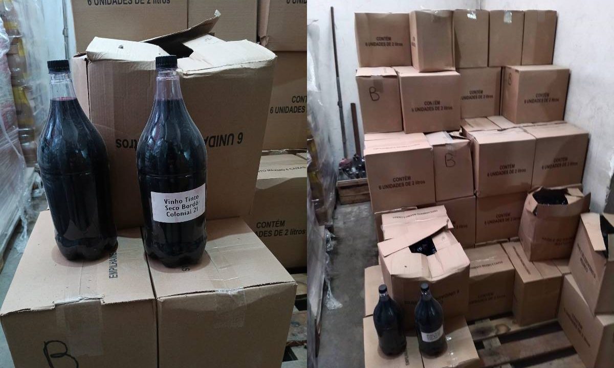 Foto mostra vinho falsificado apreendido