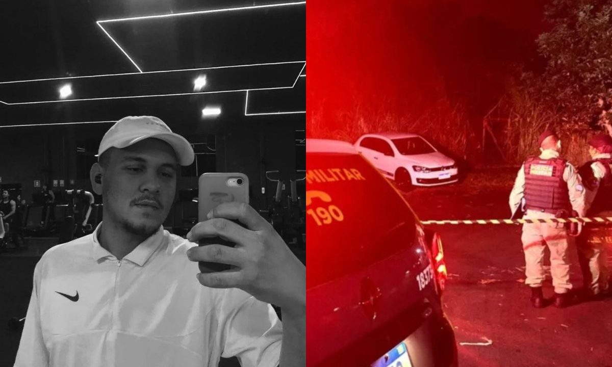 colagem de fotos do jovem que morreu atropelado pelo próprio carro em maringá