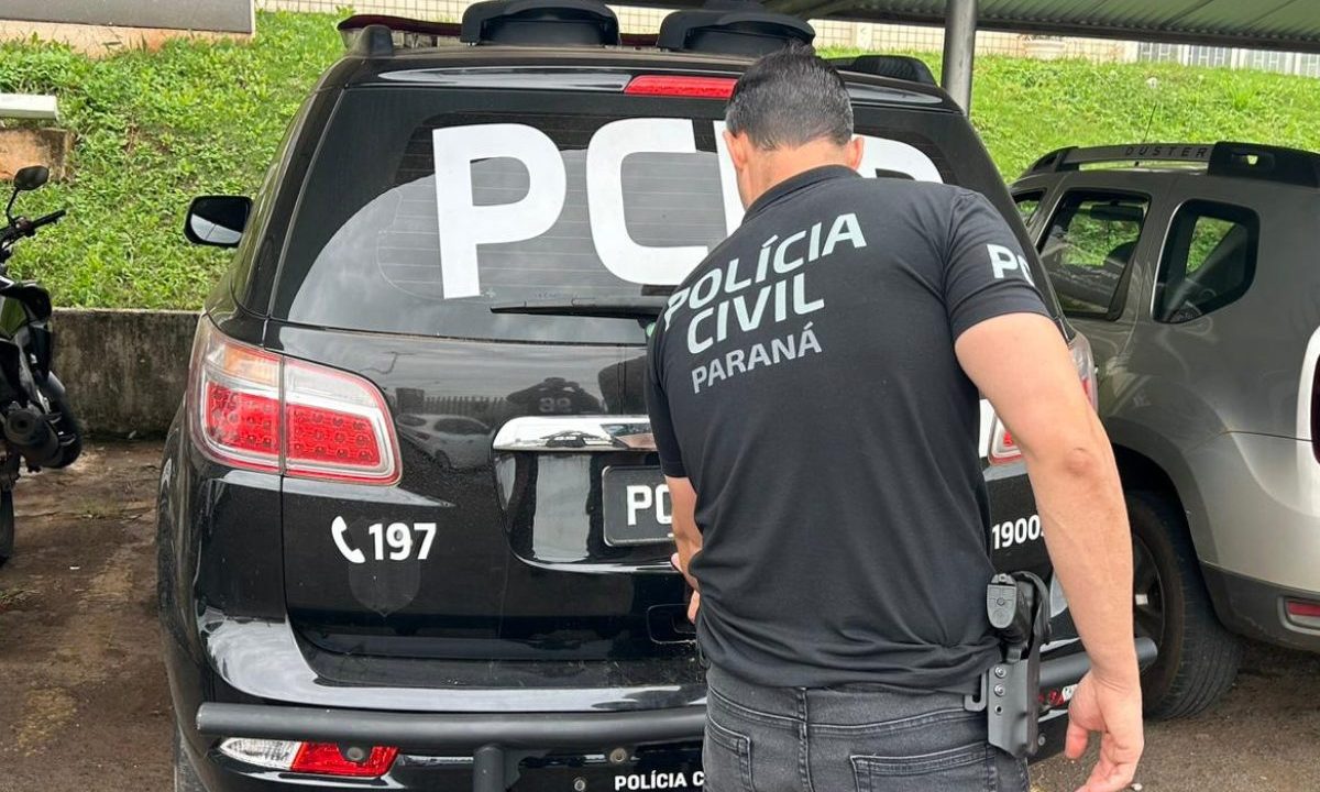 foto de um policial e viatura da pcpr para ilustrar o caso do jovem que foi preso por atirar contra homem por ciúmes de solicitação de amizade enviada à companheira