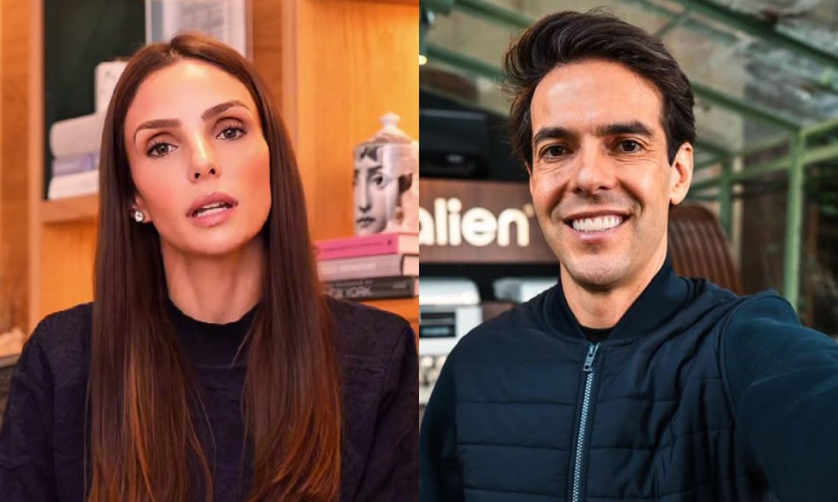 À esquerda, Carol Celico em vídeo onde nega que se separou de Kaká por ele ser "perfeito demais". À direita, o ex-jogador em selfie.
