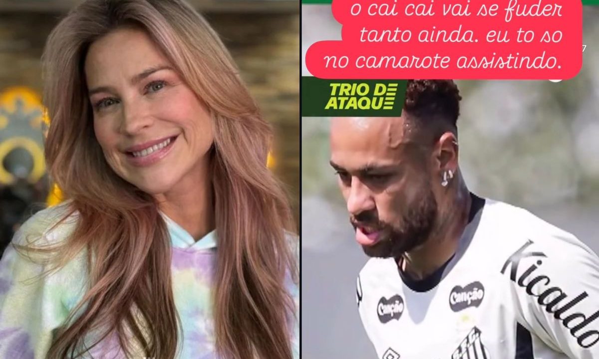 À esquerda, Luana Piovani. À direita, story em que ela chama Neymar de "cai cai"