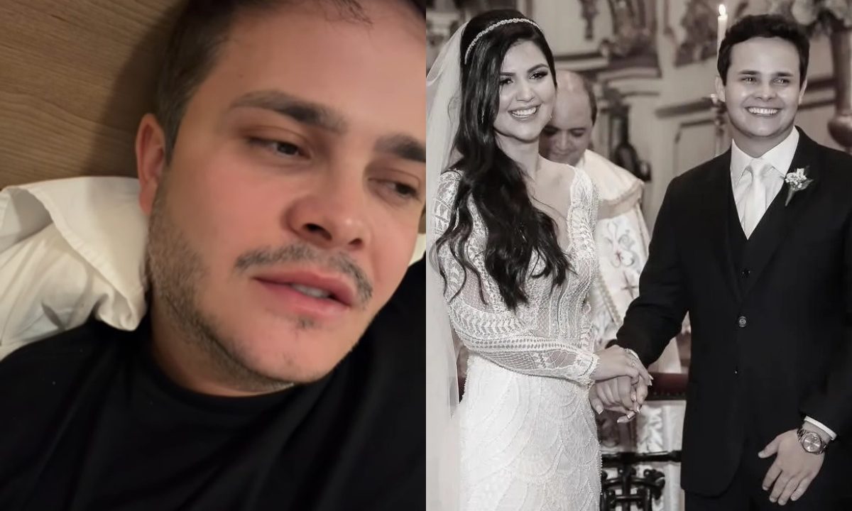 Foto do cantor Matheus, da dupla com Kauan, em vídeo no Instagram ao falar sobre o casamento