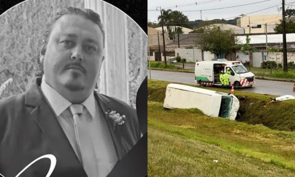 colagem de fotos do motorista que morreu após van cair em ribanceira