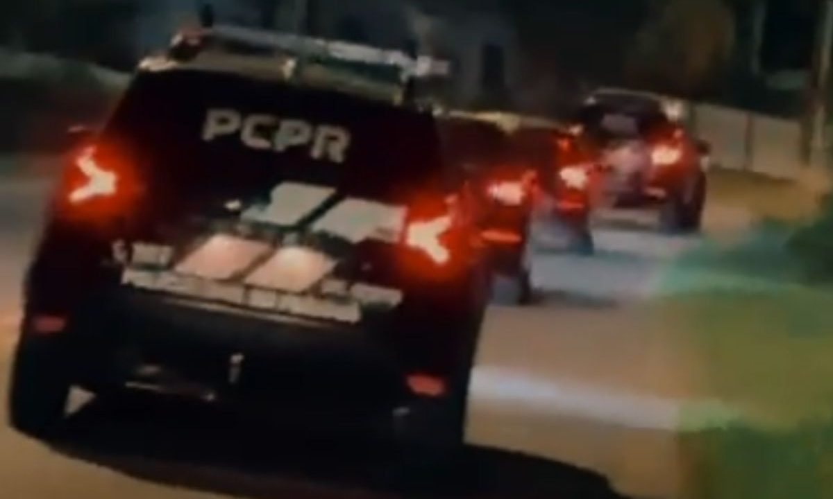 Viaturas da Polícia Civil durante a Operação Sentinela em Campo Largo.