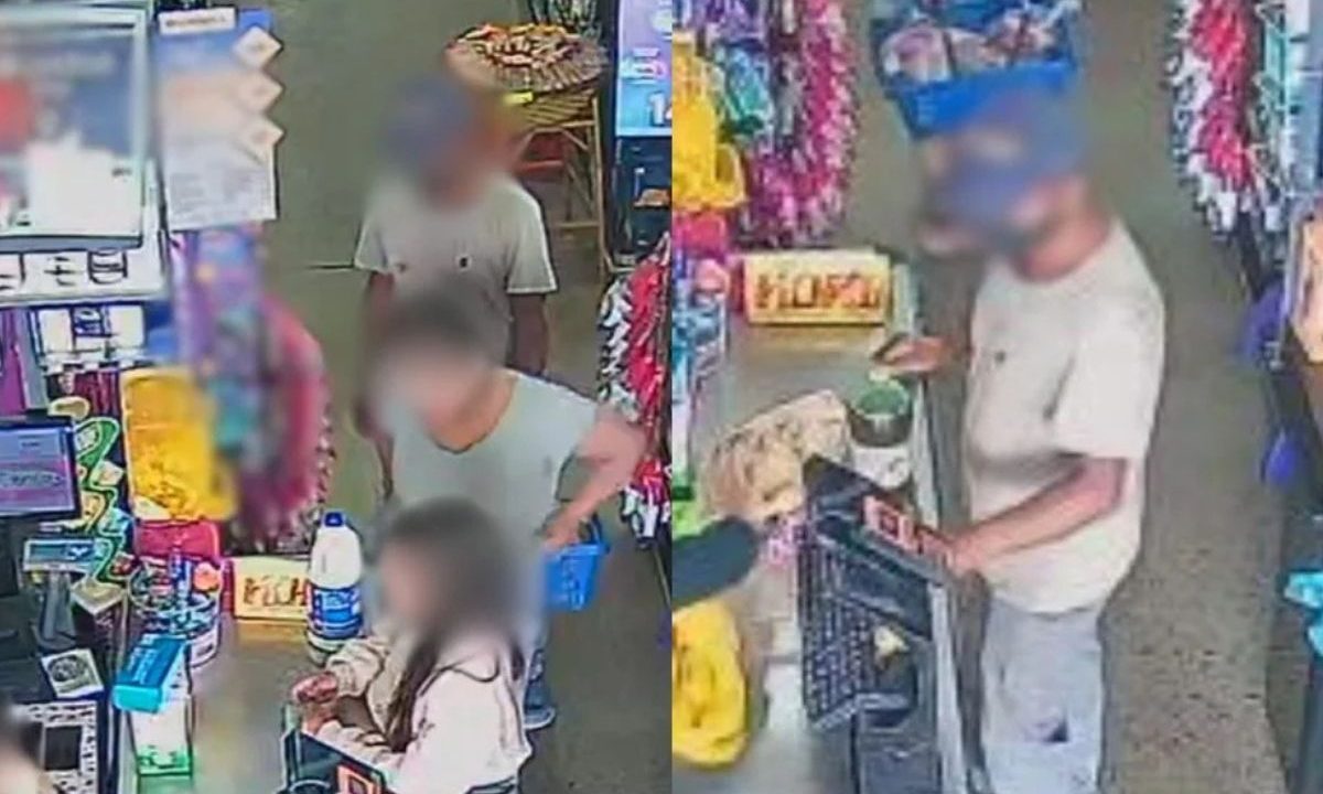 Frame de vídeo mostra movimentação em mercado de Piraquara onde meninas teriam sido abordadas por suspeito. Pastor foi preso.