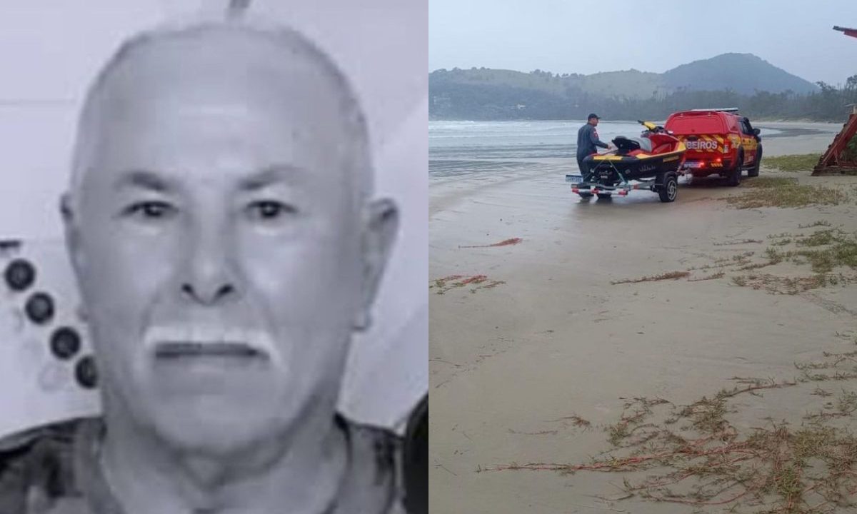 colagem de fotos do pescador que morreu afogado em SC