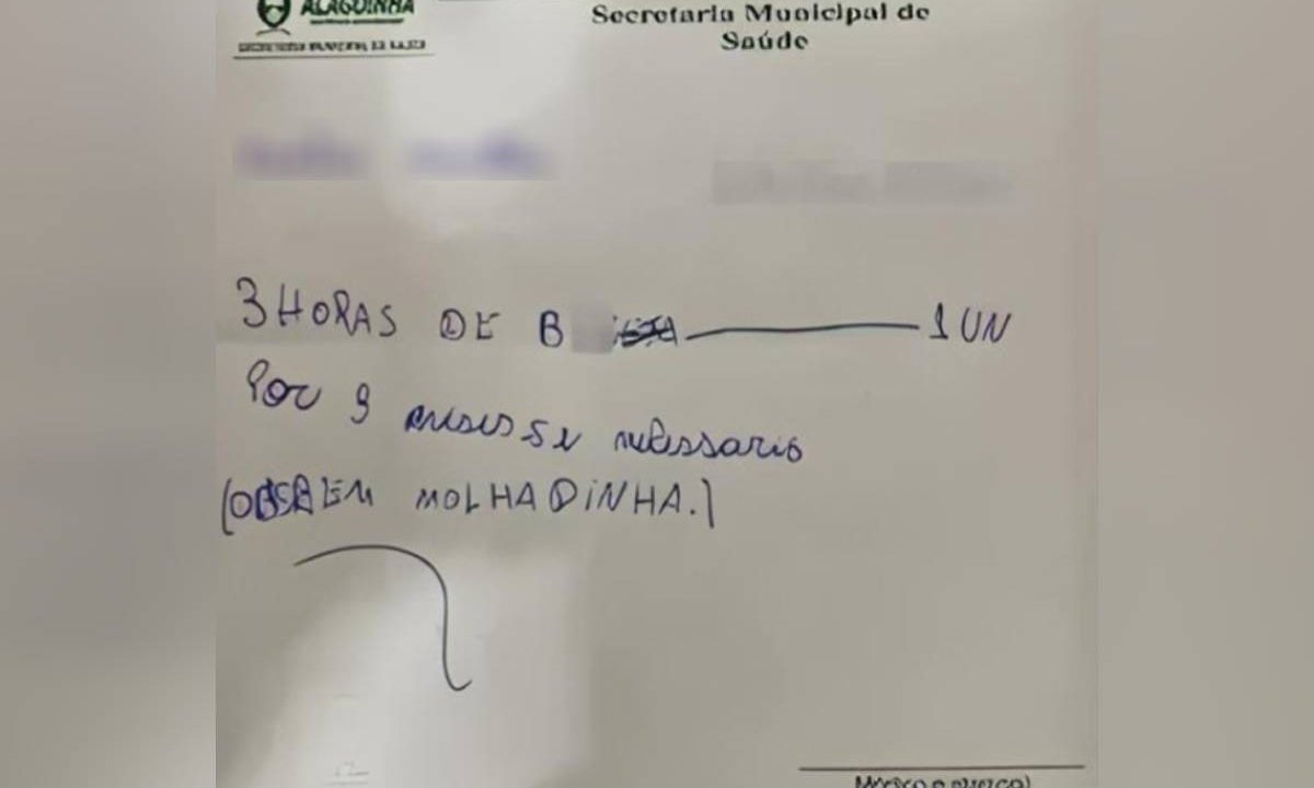 Foto mostra receita médica polêmica