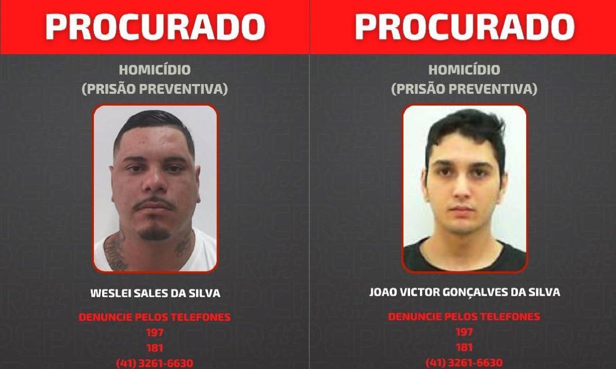 Imagem mostra os dois suspeitos procurados pela polícia por envolvimento em racha na BR-277, em Curitiba. Pai de um deles falou sobre o caso que acabou em morte.