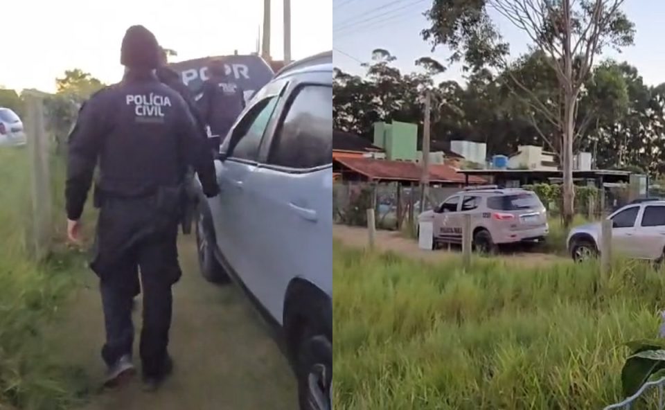 Policiais civis participam de operação que resultou na prisão de foragido investigado por tráfico de drogas em Santa Catarina.
