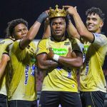 Jorge Rivaldo, novo reforço do Athletico, comemora gol pelo Rionegro Águilas