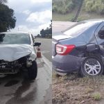 Foto mostra acidente entre carros na BR-116