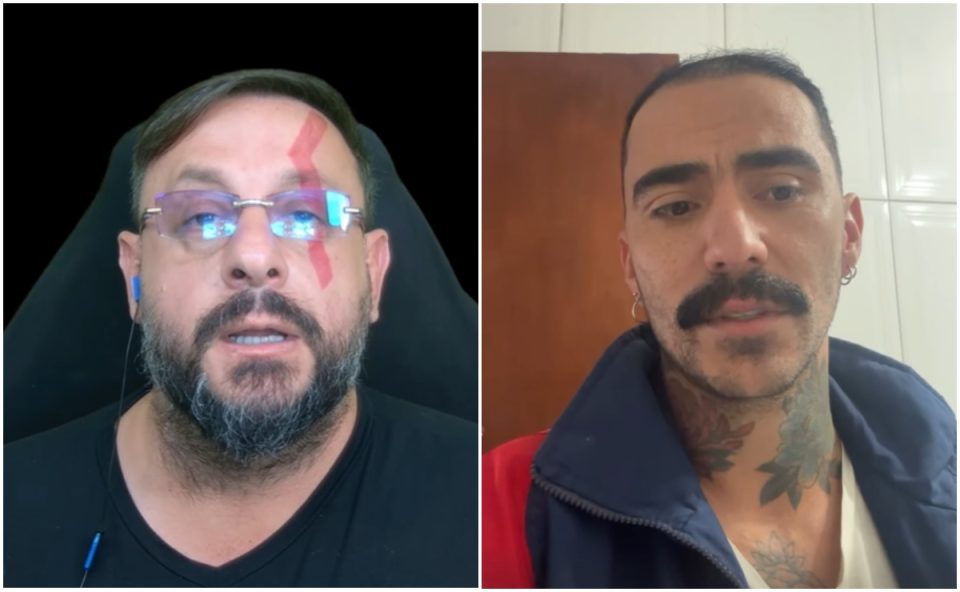 Colagem de fotos com o biólogo Henrique e o jovem Mayk Leão, que afirma ter visto disco voador em Campo Largo.