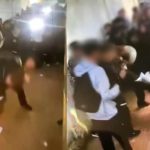 Imagem mostra uma das brigas na saída do colégio