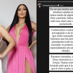 À esquerda, Dayanne Bezerra e Deolane; à direita, texto de pronunciamento de Dayanne após o STJ negar pedido de liberdade da influenciadora.