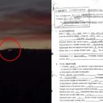Foto de suposto disco voador em Campo Largo ao lado de print de documento oficial