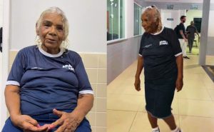 Foto da Dona Eunice, idosa de 90 anos que emocionou ao voltar para a escola
