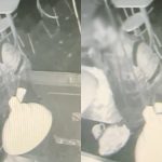 foto montagem mostra o homem flagrado comendo durante furto em curitiba. na primeira foto, ele aparece olhando para o prato de comida. na segunda, levando o alimento à boca.