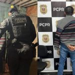 Foto mostra homem condenado por estupro e tortura sendo preso