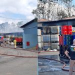 Imagem mostra incêndio que atingiu depósito em Pinhais.