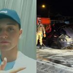Jovem que morreu na Rodovia dos Minérios foi identificado. Foto mostra rosto do jovem e carro destruído em imagem ao lado