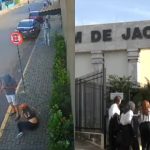 Imagem mostra crime pelo qual o casal acusado de jogar soda cáustica está em julgamento.