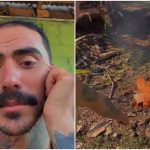 Colagem de dois frames de vídeo de Mayk Leão, do caso do OVNI.